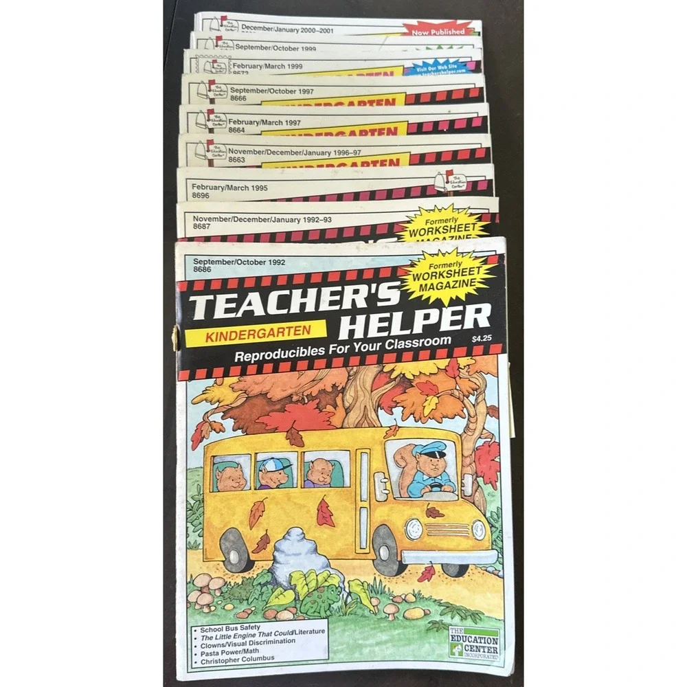 Vintage Teacher's Helper Activity Books Lot of  9 1992-2000 Never Used Worksheet